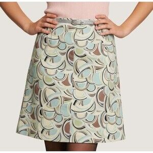 Talbots Skirt Cotton Stretch Geometric Print Pencil Y2K Light Yellow Sz 12 Flaw